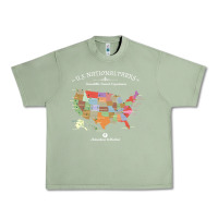 Oil Green us national parks map colorful with all 59 national parks Urban Heavy Tee - linhVisuals