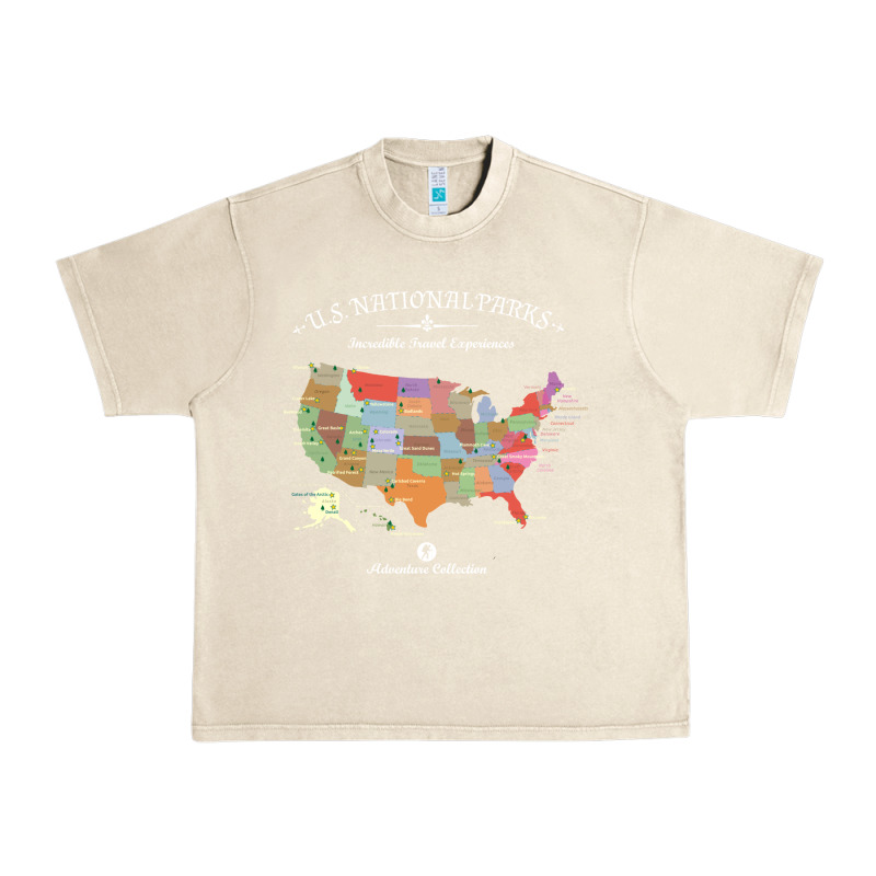 Us National Parks Map Colorful With All 59 National Parks Urban Heavy Tee by linhVisuals | Teevron