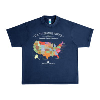 Navy us national parks map colorful with all 59 national parks Urban Heavy Tee - linhVisuals