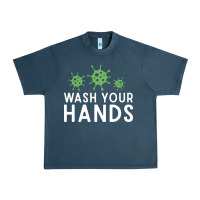 Midnight Navy wash your hands green germs graphic Urban Heavy Tee - linhVisuals