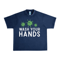 Navy wash your hands green germs graphic Urban Heavy Tee - linhVisuals