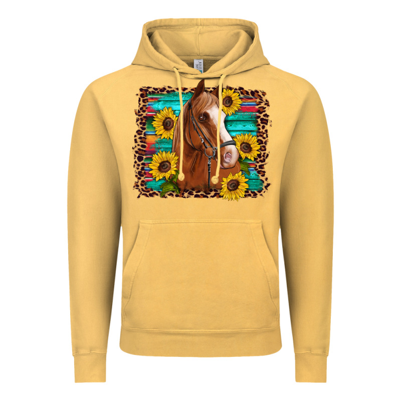 Horse Sunflowers Turquoise Wooden Serape Leopard Vintage Hoodie by Artiststas | Teevron
