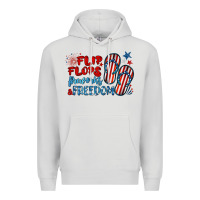 Dove Grey flip flops fireworks & freedom Premium Hoodie - BarkalooDesign
