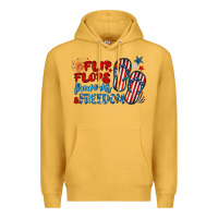 Mustard flip flops fireworks & freedom Premium Hoodie - BarkalooDesign