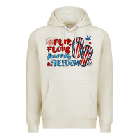 Oatmeal Heather flip flops fireworks & freedom Premium Hoodie - BarkalooDesign