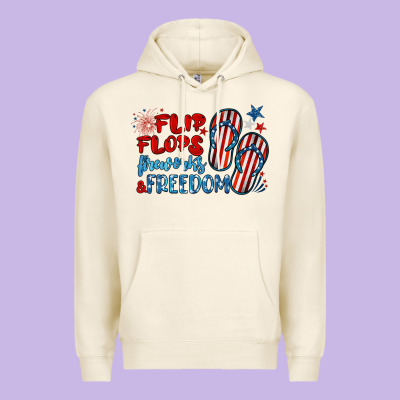 Flip Flops Fireworks & Freedom Premium Hoodie Designed By Barkaloodesign