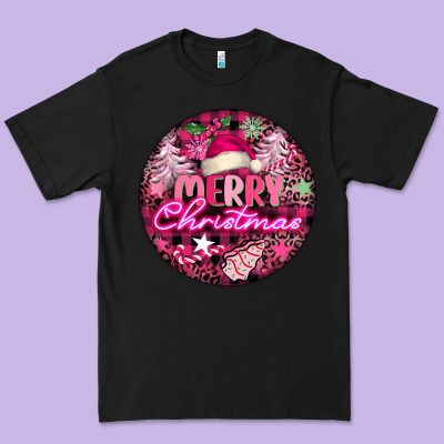 Pink Merry Christmas Premium Tee Designed By Fadigitalartstudio