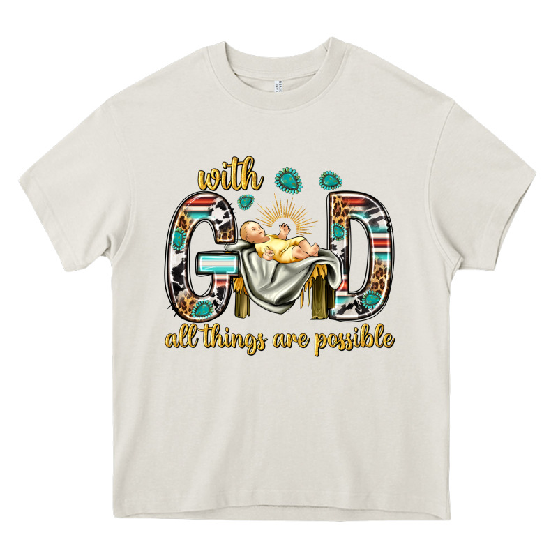 With God All Things Are Possible With Baby Jesus Bbs Heavy Core Tee by BundleAndBundleShop | Teevron