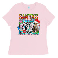 Bubblegum Pink Santas Favorite PCA Patient Care Assistant Ladies Tee - CowhideDigitalArt