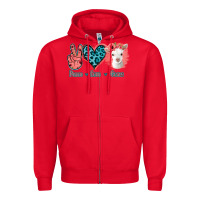 Red Peace Love Goats Zipper Hoodie - Jasminsmagicworld
