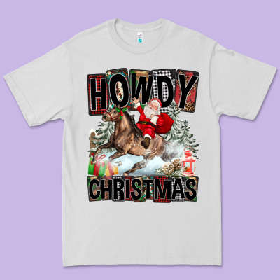 Howdy Christmas Rodeo Santa Premium Tee Designed By Fadigitalartstudio
