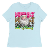 Baby Blue merry merry merry christmas Ladies Tee - CowhideDigitalArt