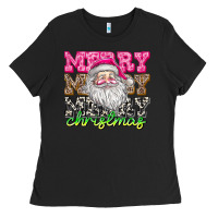 Black merry merry merry christmas Ladies Tee - CowhideDigitalArt