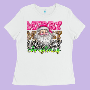 Merry Merry Merry Christmas Ladies Tee Designed By Cowhidedigitalart