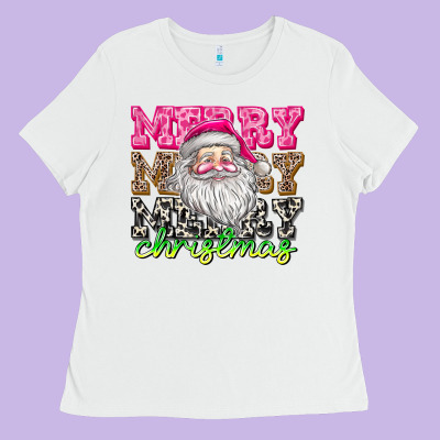 Merry Merry Merry Christmas Ladies Tee Designed By Cowhidedigitalart