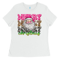 White merry merry merry christmas Ladies Tee - CowhideDigitalArt