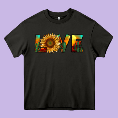Desert Sunflower Love Heavy Core Tee Designed By Ranaportraitstore