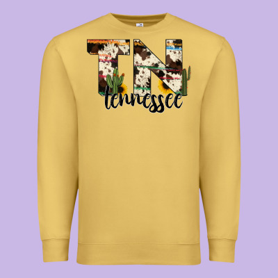 Tenesse State Cowhide Serape Cactus Premium Sweatshirt Designed By Ranaportraitstore