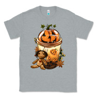 Heather Grey Halloween Jack O Lantern Bobba Cup Classic Tee - FaDigitalArtStudio