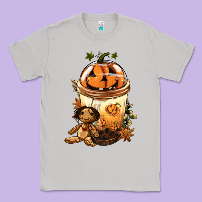 Halloween Jack O Lantern Bobba Cup Classic Tee Designed By Fadigitalartstudio