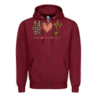 Burgundy Peace Love Jesus Zipper Hoodie - Jasminsmagicworld