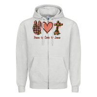 Dove Grey Peace Love Jesus Zipper Hoodie - Jasminsmagicworld