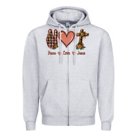 Heather Grey Peace Love Jesus Zipper Hoodie - Jasminsmagicworld
