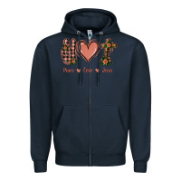 Navy Peace Love Jesus Zipper Hoodie - Jasminsmagicworld