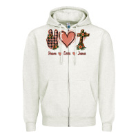 Oatmeal Heather Peace Love Jesus Zipper Hoodie - Jasminsmagicworld