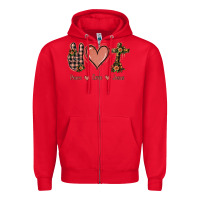 Red Peace Love Jesus Zipper Hoodie - Jasminsmagicworld