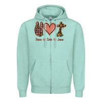 Seafoam Peace Love Jesus Zipper Hoodie - Jasminsmagicworld