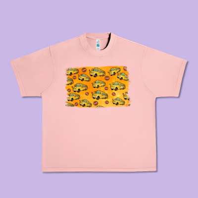 School Bus Pattern Urban Heavy Tee Designed By Jasminsmagicworld