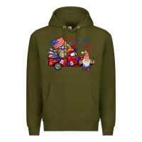 Army Green american gnomies truck Premium Hoodie - BarkalooDesign