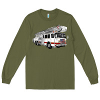 Army Green White Fire Truck Long Sleeve Tee - Artiststas