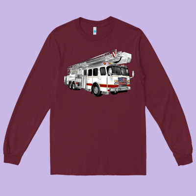 White Fire Truck Long Sleeve Tee Designed By Artiststas