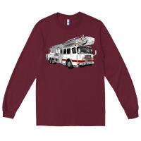 Burgundy White Fire Truck Long Sleeve Tee - Artiststas