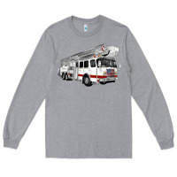 Heather Grey White Fire Truck Long Sleeve Tee - Artiststas