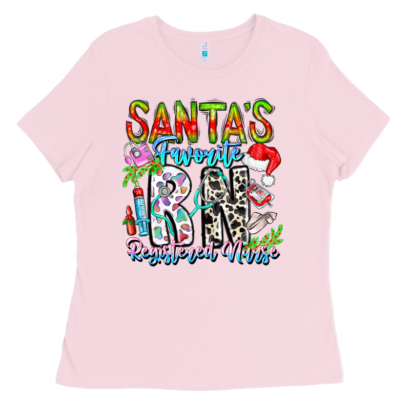 Santa's Favorite Rn Registered Nurse Ladies Tee by CowhideDigitalArt | Teevron