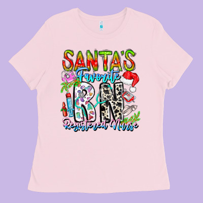 Santa's Favorite Rn Registered Nurse Ladies Tee Designed By Cowhidedigitalart