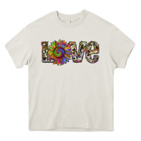 Cream tie dye sunflower love Heavy Core Tee - RanaPortraitStore