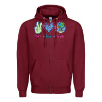 Burgundy Peace Love Teach Zipper Hoodie - Jasminsmagicworld