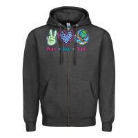Charcoal Heather Peace Love Teach Zipper Hoodie - Jasminsmagicworld