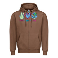 Chestnut Peace Love Teach Zipper Hoodie - Jasminsmagicworld