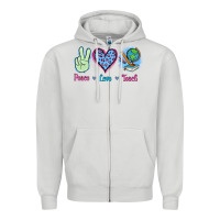 Dove Grey Peace Love Teach Zipper Hoodie - Jasminsmagicworld