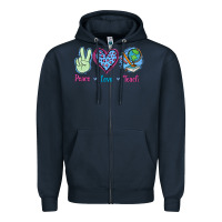 Navy Peace Love Teach Zipper Hoodie - Jasminsmagicworld
