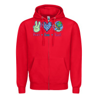 Red Peace Love Teach Zipper Hoodie - Jasminsmagicworld