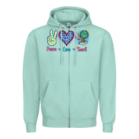 Seafoam Peace Love Teach Zipper Hoodie - Jasminsmagicworld