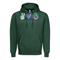 Sports Green Peace Love Teach Zipper Hoodie - Jasminsmagicworld