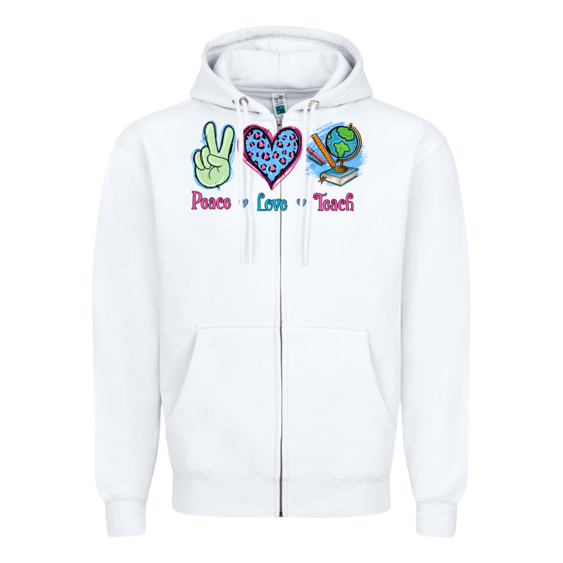 Peace Love Teach Zipper Hoodie by Jasminsmagicworld | Teevron
