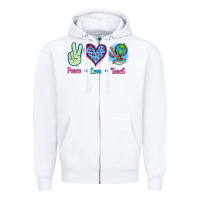 White Peace Love Teach Zipper Hoodie - Jasminsmagicworld